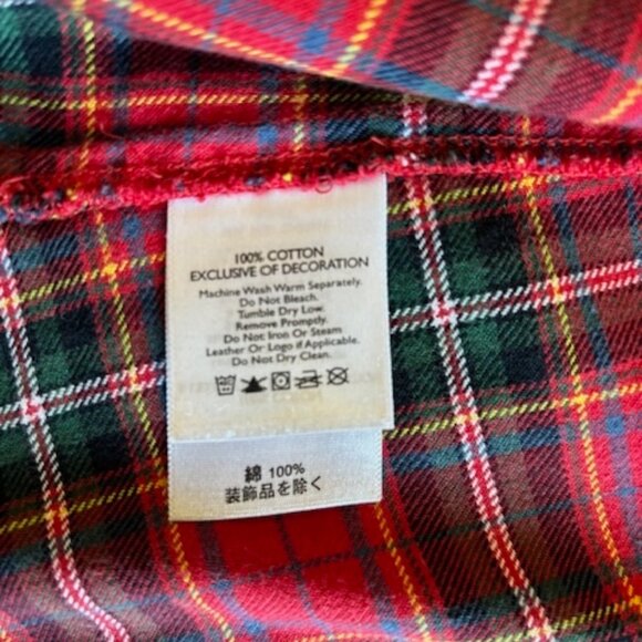 Eddie Bauer Woman's Red Plaid Flannel Shirt with faux leather shoulder patch - Picture 8 of 8